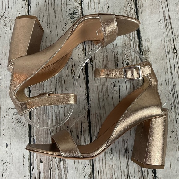 Lewit “Guilia” Heeled Sandals Rose Gold Leather Ankle Wrap Heels 38.5 - 7.5 - Picture 9 of 11